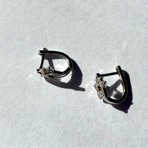 Star hoop on earrings shining bright sterling silver S925